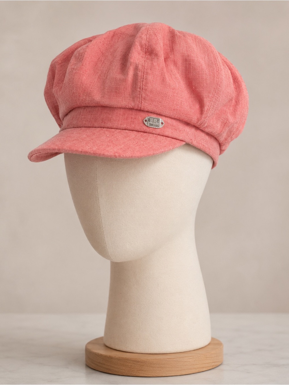 NN Fashion Salmon Pink Linen Newsboy Cap Women Baker Boy Cabbie Hat